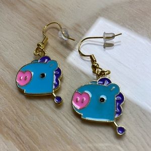 Bt21 Mang earrings 925 stamped gold and blue